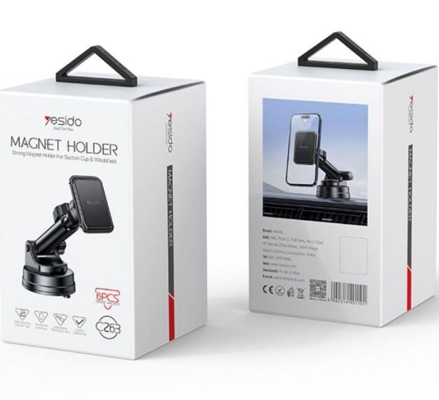 C263 360 Rotating Base Strong Suction Cup Telescopic Clamp Arm Design Car Magnetic Phone Holder