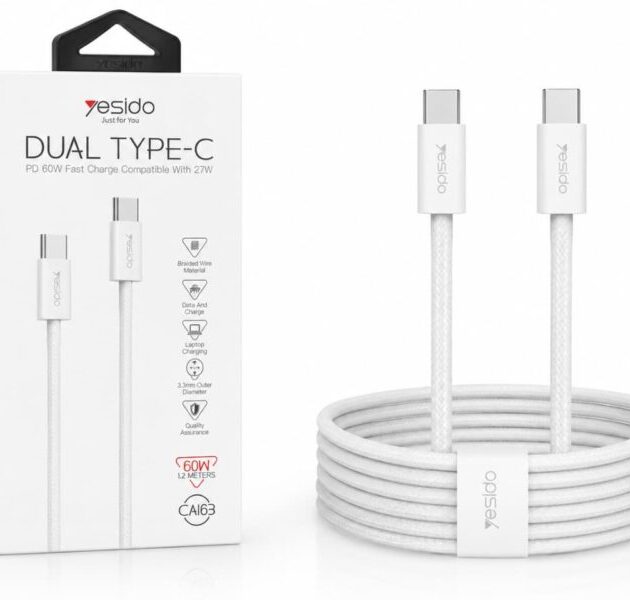 كابل شحن YESIDO DUAL TIP-C