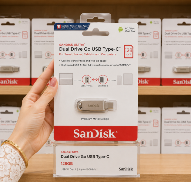 فلاشة ذاكرة  SANDISK 2DUAL DRIVE TIP-C & USB 3 - 128G