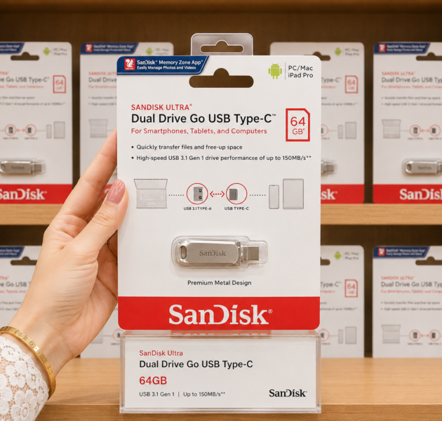 فلاشة ذاكرة  SANDISK 2DUAL DRIVE TIP-C & USB 3 -64G